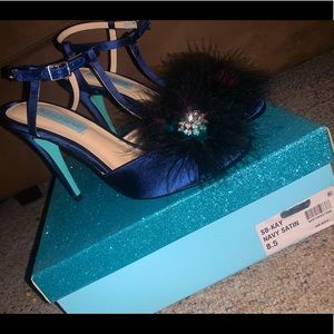 Sb-kay navy satin heels by Betsy Johnson